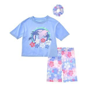 Freestyle Girls  3Pc Vacay Mode Bike Short Set, Blue
